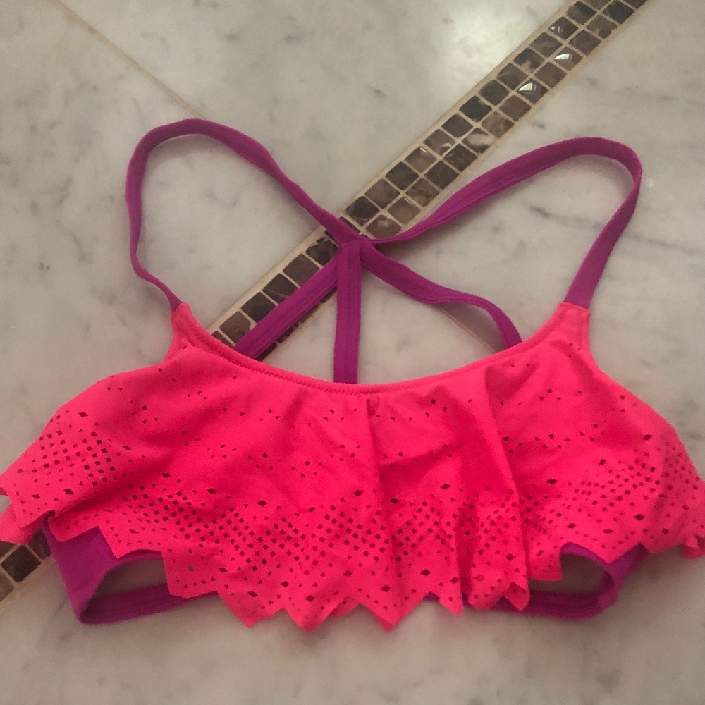 Pink and purple bathing suit top